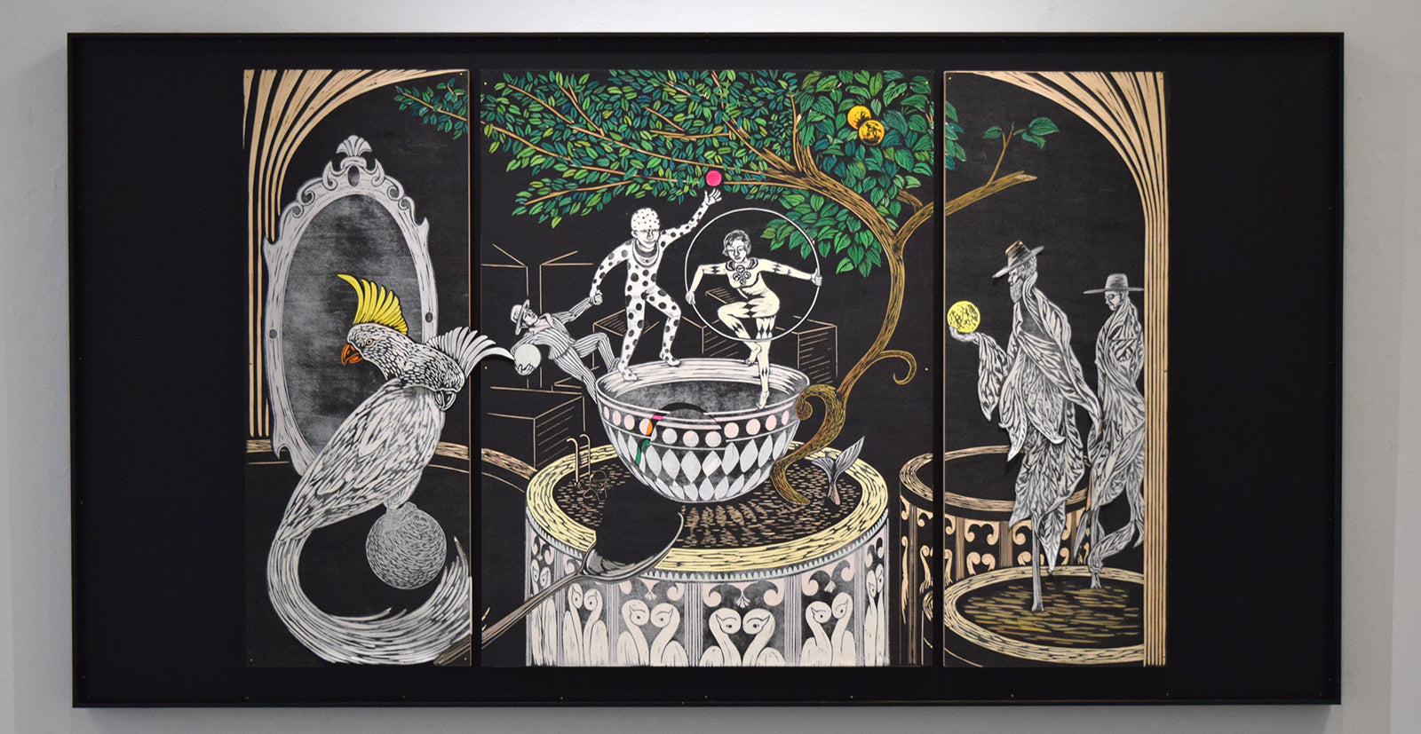 日本画 フーイーヤオ作品 ヒロ・ヤマガタ】アースリーインベニスシルクスクリーン山形博導額装可